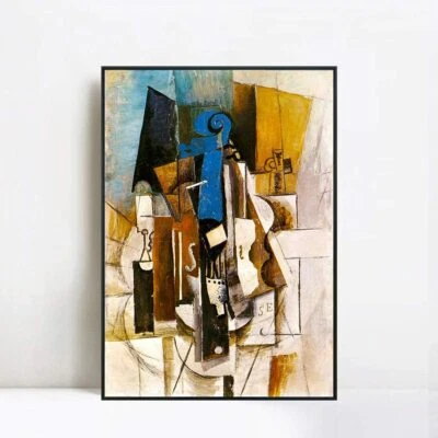 ANYA'S ARTFULHOME Framed Canvas Giclee Print Art Violin by Pablo Picasso Wall Art Decor 24"x32"