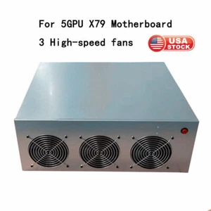 NEW 5 GPU Cards Open Air PC Mining Server Chassis Frame Case + 3Pcs Fans - Picture 1 of 7