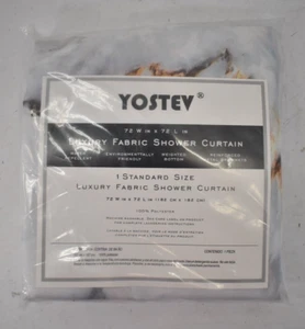 Yostev Grey Gold Marble Shower Curtains w 12 Hooks 72" x 72" Textured Waterproof - Picture 1 of 5