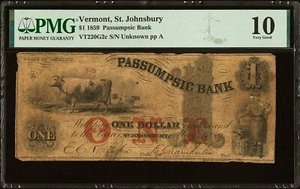 VT $1 ST JOHNSBURY Vermont The Passumpsic Bank May 1851 PMG VG10 Haxby VT220G2c - Picture 1 of 3