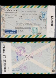 Mayfairstamps Brazil 1943 to US Richmond VA Double Censored WWII Airmail cover a - Picture 1 of 2