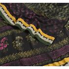 Sanskriti Vintage Sarees Black Hand Block Printed Pure Crepe Sari Craft Fabric