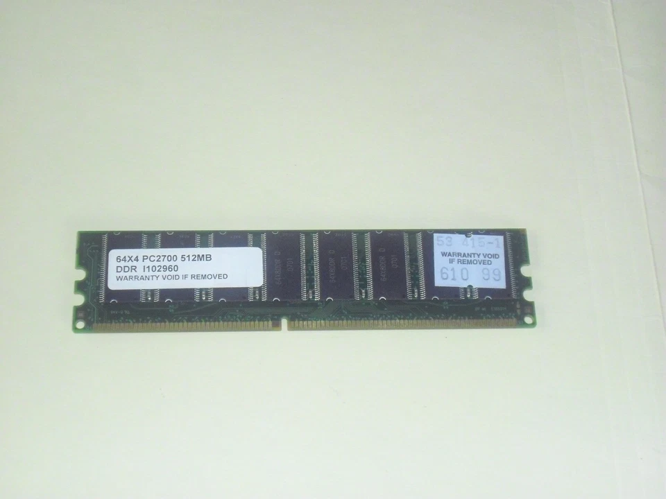 PC2700 DDR , 512 MB RAM Module / Card, DDR, 64X4, 184 Pin - Image 1 of 2
