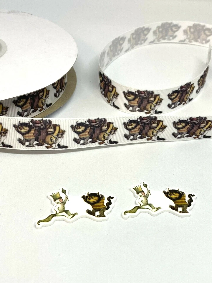 Cinta de grosgrain de 7/8" de 3 yardas Where the Wild Things Are + 2 resinas decoración para pasteles Foto 1 de 1