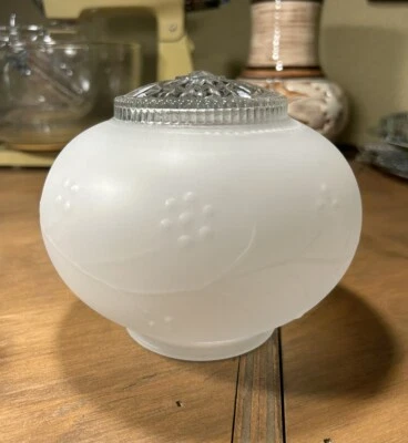 Luminária de teto vintage sombra globo de vidro fosco transparente floral 3" encaixe - Imagem 1 de 4