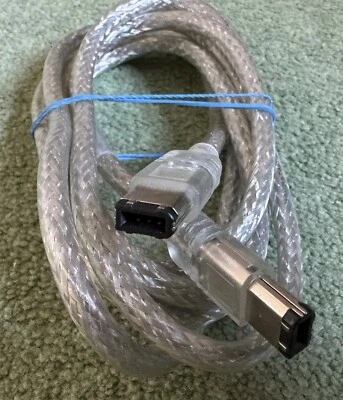 FireWire 010347728 IEEE1394 6-Pin Male To 6-Pin Male Clear Silver Cable 6ft/1.8m - Image 1 of 3