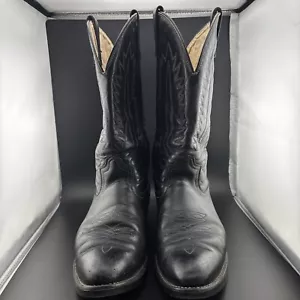Botas vaqueras de colección MASON de cuero negro blanco bordado EE. UU. para hombre 12 B! - Imagen 1 de 11