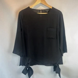 Simply Be Women’s Black Tie-Hem Blouse – 3/4 Sleeve Top with Pocket UK 12 BNWT - Picture 1 of 9