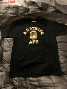 A Bathing Ape BAPE Shirt Adult Medium Black Gold T-Shirt Short Sleeve Mens - Picture 1 of 8