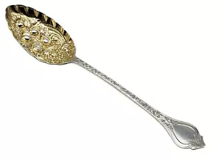 ANTICO cucchiaio inglese argento sterling dorato fragola LONDRA - Foto 1 di 5