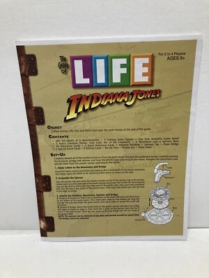 MB Life Indiana Jones Juego de Mesa Piezas Regla Folleto de Instrucciones Foto 1 de 4