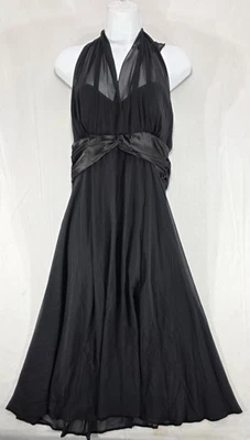 Connected Y2K Halter Dress Sheer Chiffon Black Midi Empire Fairy Goth Whimsy 12 - Image 1 of 4