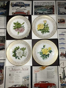 Edward Marshall Boehm Rose Collection, 4-piece artist plate in perfect condition - Picture 1 of 15