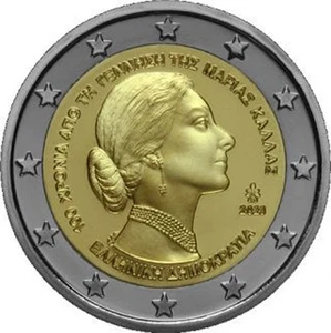 2 Euro Münze Maria Callas 100 Geburtstag Griechenland 2023 Gedenkmünze unz - Bild 1 von 3