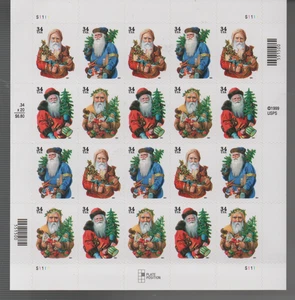 1999 USPS Weihnachten 34 Cent Briefmarken Bogen mit 20 postfrisch - Bild 1 von 1