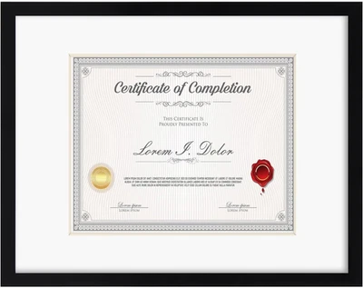 12X16 Picture Frame, Display 8.5X11 Certificate Document Award with Mat or 12X16 - Image 1 of 4