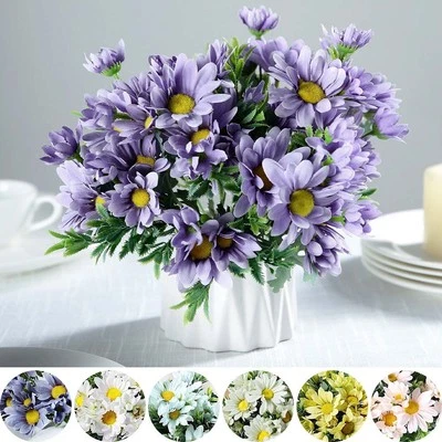 4 pcs 11" tall Faux Silk Daisy Flowers Bushes Wedding Party Events Home Supplies - Image 1 of 2