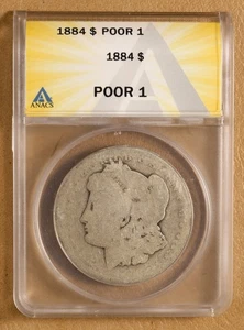 1884 P Morgan Silver Dollar ANACS Poor 1 - Picture 1 of 2