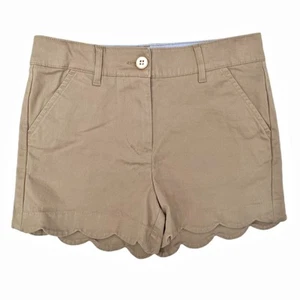 Crown & Ivy Khaki Shorts Girls’ 10 Scallop Twill Shorts Adjustable Waist Uniform - Picture 1 of 6