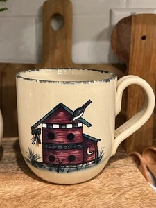Taza de café de colección Home & Garden Party 2004 Country Bird House taza de gres - Imagen 1 de 7