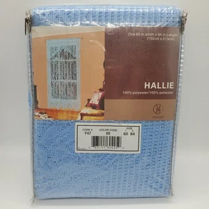 Vintage Vivatex HALLIE Blau Spitze Gardine Panel 60x 84 Transparent Blumen Stange Tasche - Bild 1 von 6