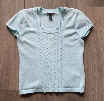 Eagles Eye Pullover Sweater Top Women's L Light Green Short Sleeve Scoop Neck - Image 1 of 4