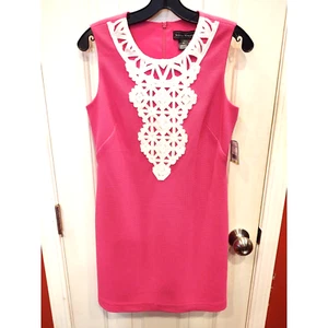 NWT Jessica Howard Womens Dress 4P Pink Sleeveless Crochet Lined Waffle Texture - Picture 1 of 8