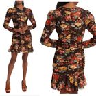 NWT Veronica Beard Silk Hedera Floral Mini Dress Brown Size 14 Retail $648