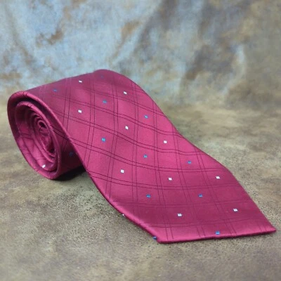 Corbata para hombre The Tie Rack roja 100 % seda patrón diamante Foto 1 de 4