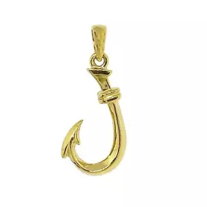 Hawaiian Jewelry Solid 14K Gold Fish Hook Pendant from Maui, Hawaii - Picture 1 of 3