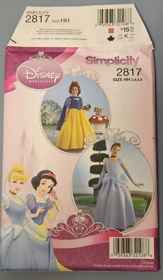 Patrón Simplicity 2817 Talla 3 4 5 6 Disney Princesa Blancanieves Cenicienta Nuevo Foto 1 de 3