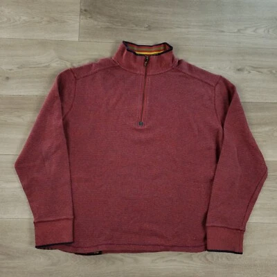Suéter Robert Graham Hombre XL Algodón Rojo Azul Multi 1/4 Cremallera Pullover Manga Larga Foto 1 de 4