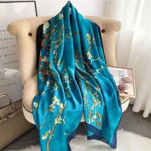 Beautiful Faux Silk Ladies Long Wide Head Neck Scarf Hijab 182cm x 85cm - Picture 1 of 32