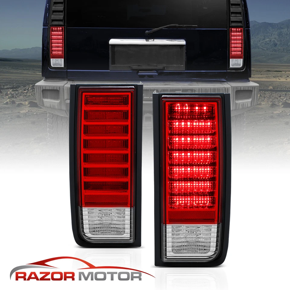 2003 2004 2005 2006 2007 2008 2009 For Hummer H2 Red FULL LED Tail Lights Pair - Image 1 of 4