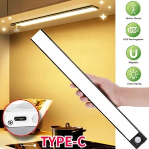 LED Motion Sensor Under Cabinet Closet Light USB Rechargeable Kitchen Lamp Strip - Picture 1 of 14