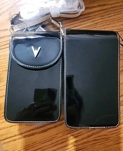 Vanessa Williams Black Patented Leather Crossbody Handbag Cellphone Credit Cards - Picture 1 of 18