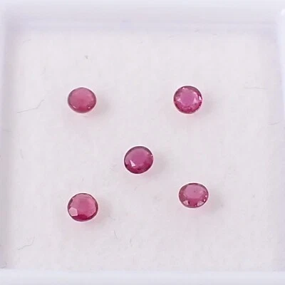 Qty 5 Pieces Round 2.3 mm Red-Purplish Pink Natural Ruby Gemstone, 0.35 carat - Image 1 of 4