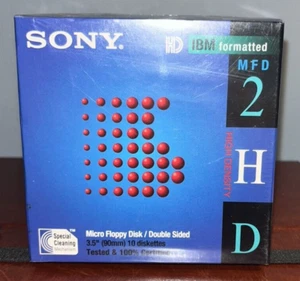 SONY IBM 10 Pack of Formatted MFD 2HD Double Sided 3.5" Micro Floppy Disk NEW HJ - Afbeelding 1 van 5