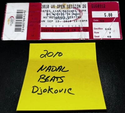 2010 Rafael Nadal 1st US Open Championship Tennis Ticket Finals 9/12/10 Djok - Image 1 of 3