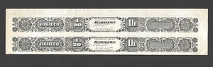 CANADA, 1880 REVENUE TAX PAID STRIP (PAIR) FOR 1/20 LB TOBACCO, RYAN # RP15n - Picture 1 of 1