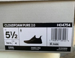 BRAND NEW Adidas Women's Cloudfoam Pure 2.0 Running Shoes Black. Size 5.5 - Picture 1 of 7