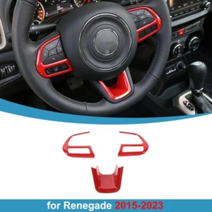 for Jeep Renegade 15+/Compass 2017-2020 Red ABS Steering Wheel Decor Cover Trim - Picture 1 of 13
