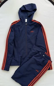 Adidas Tracksuit Warm Up Set Navy Orange Jacket and Pants Size Medium Retro - Picture 1 of 22