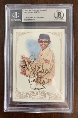 RICHARD PETTY AUTO SIGNED 2012 TOPPS ALLEN & GINTER CARD BECKETT BAS THE KING - Image 1 of 2