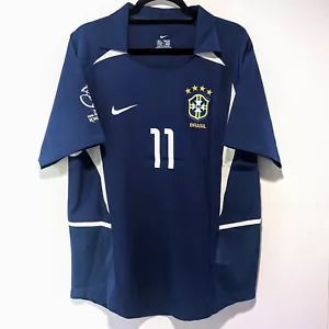 Brazil Ronaldinho 2002 Away Retro Jersey Men's L - Picture 1 of 2