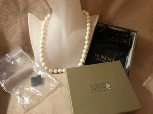 Honora Agua Dulce 12mm Blanco Anillo Perla 20" Collar Cierre Esterlina Nuevo  - Imagen 1 de 6