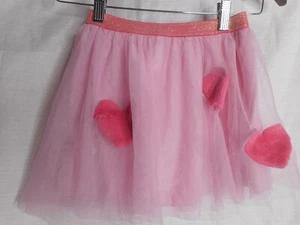 Cat & Jack Girls S 6/6X Pink Tulle Petticoat Skirt Pink Faux Fur Pink Hearts - Picture 1 of 13
