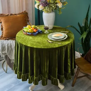 Velvet Tablecloth Luxurious Solid Round Table ClothOblong Retro Farmhouse Ruf... - Picture 1 of 7