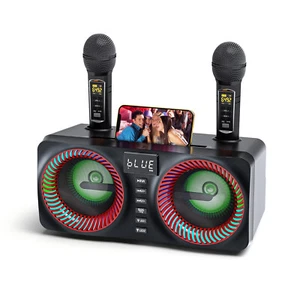 Karaoke-Maschine Mit 2 Mikrofonen Tragbarer Bluetooth-Lautsprecher Led Beleuchtu - Bild 1 von 11