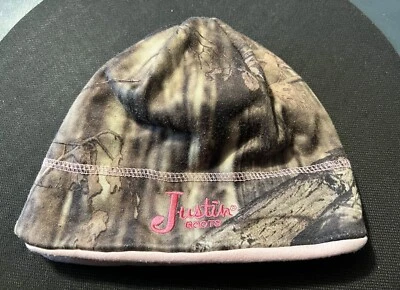 Justin Boots Gorro - Tan Lindo, Rosa y Camuflado - ¡Cálido! Solo usado una vez - ¡Bonito! Foto 1 de 3